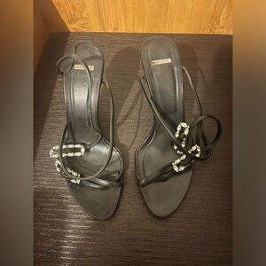 Black and rhinestone heels